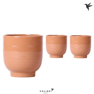 Kolibri Home Glazed pot cognac 12 cm