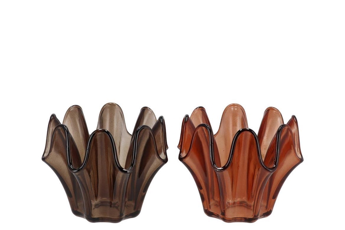 <h4>Jazz Brown T-light Blown Glass Ass 16x13cm</h4>