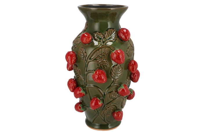 <h4>Fruit Strawberry Green Vase 24x38cm Nm</h4>