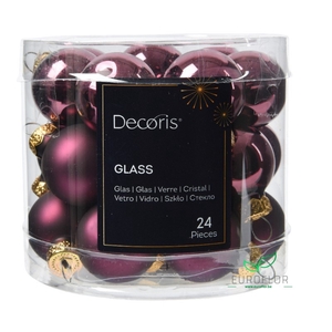 KERSTBAL GLASS 25MM 24PCS DARK MAUVE