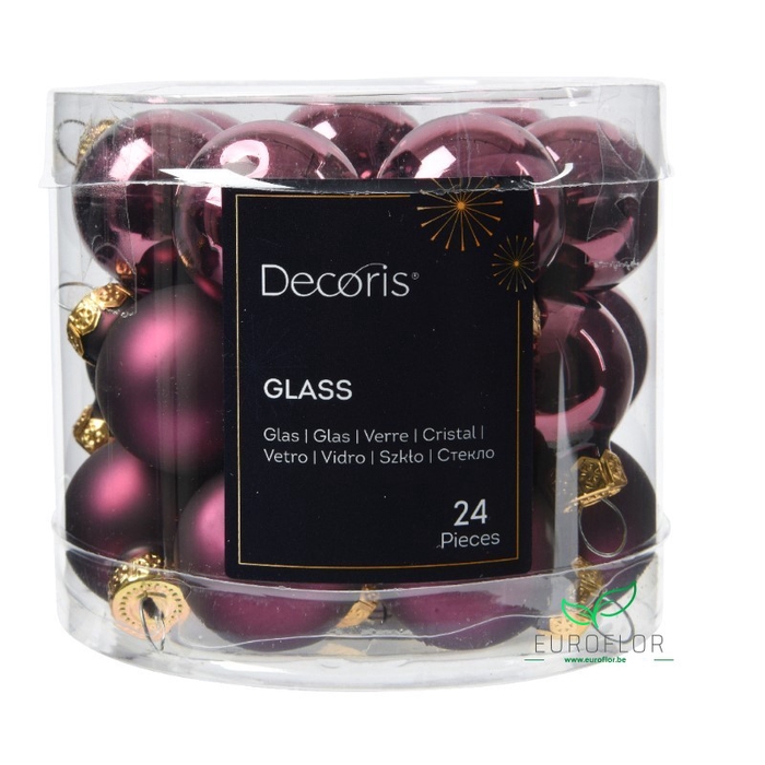 <h4>KERSTBAL GLASS 25MM 24PCS DARK MAUVE</h4>