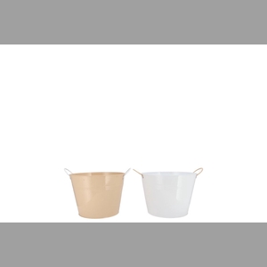 Zinc Basic White/sand Ears Bucket 10x9cm