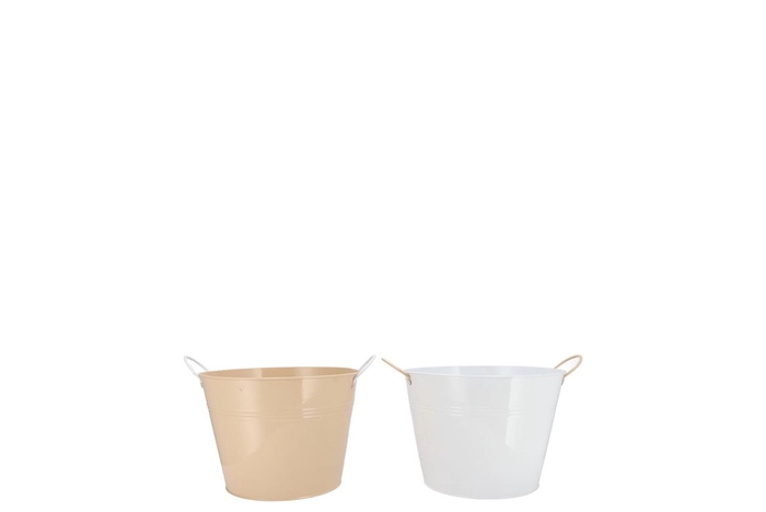 Zinc Basic White/sand Ears Bucket 10x9cm