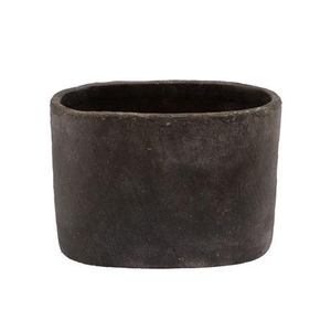 Iron Stone Grey Oval Pot 28x16x20cm