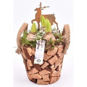 Hout pot natuur 17cm