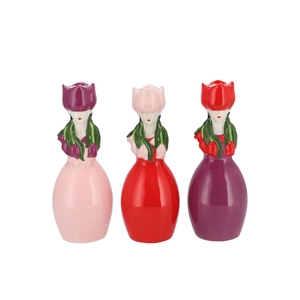 Lucy Dutch Pink/red/purple Mix Vase Tulip Woman Ass 9x8x22cm
