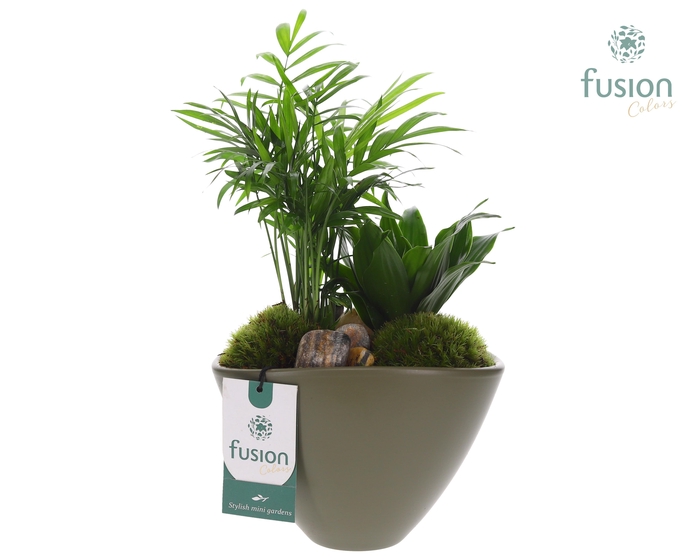 <h4>Keramieken bootpot groen met arrangement</h4>