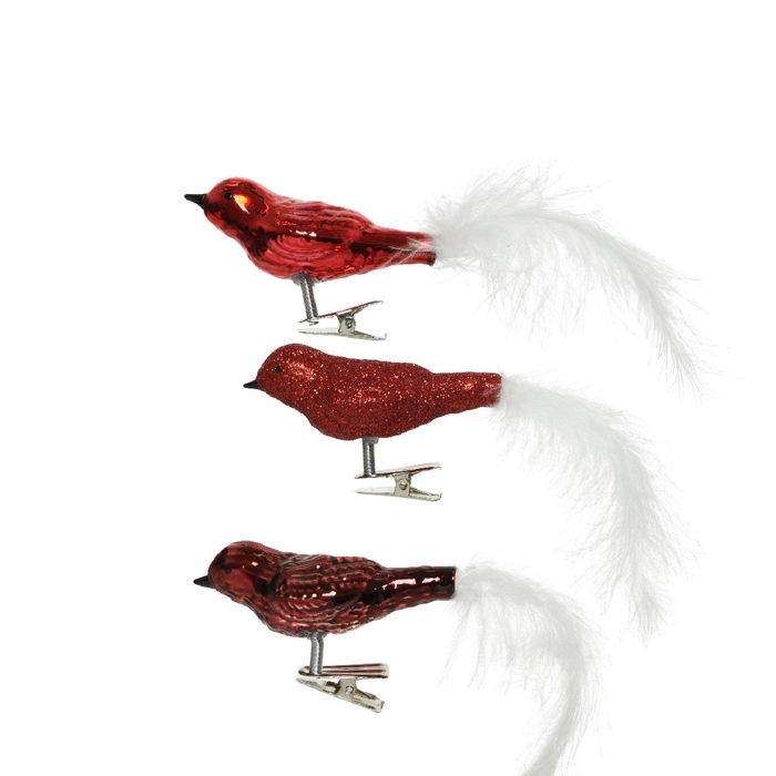 <h4>Kerst Deco vogel glas+clip 8cm</h4>
