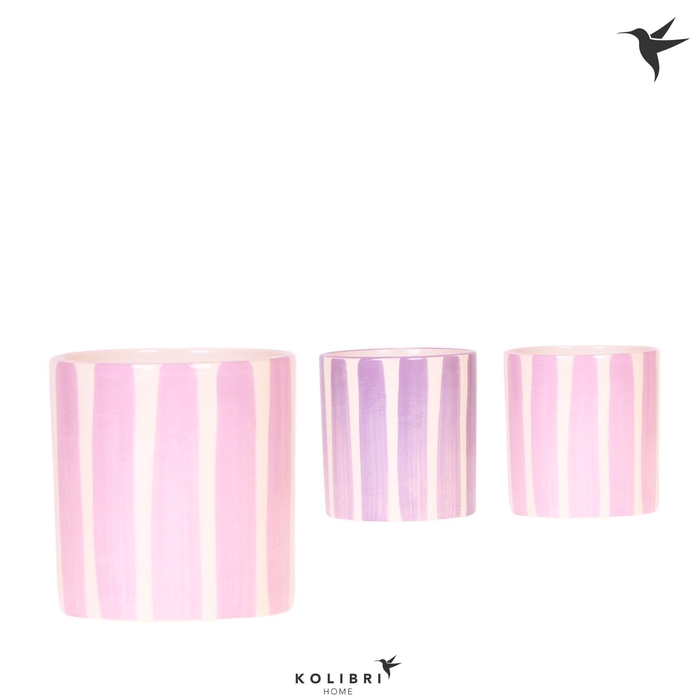 <h4>Kolibri Home Painted Stripe pot pink mix</h4>