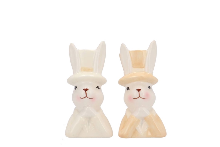 <h4>Easter Ceramic Natural Brown Mix Bunny Hat Ass 5x6x11cm</h4>