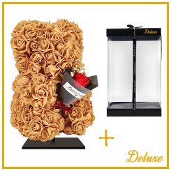 <h4>arr3 Deco beer 25cm - Mokka met boeket</h4>