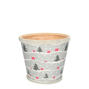 Christmas Wood Xmas pot d17*15cm