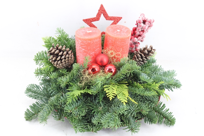 <h4>arr5 Kerst PL - Plate rood 2stomp kaars</h4>