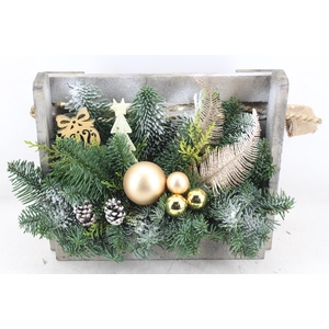 arr5 Kerst PL - Hout raam kist GOLD LED