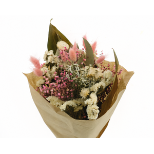 Dried Bouquet White Pink x10