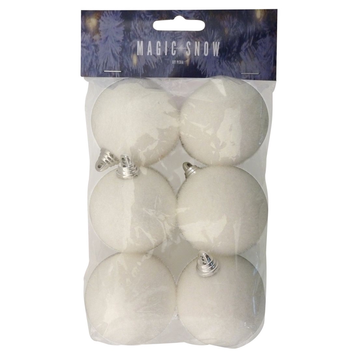 <h4>DF12-RN-10115 - 6 balls 6cm white with snow</h4>