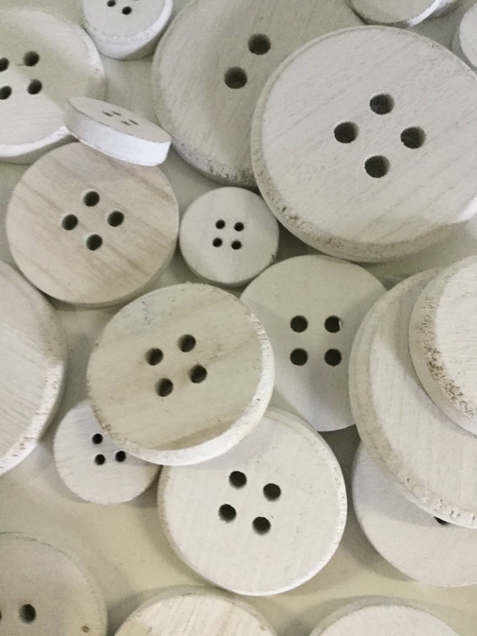 WOOD BUTTONS (PCS30) 3 SIZES ÏCM3-5-7 WHITE