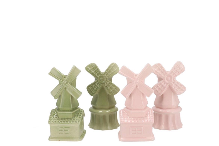 Holland Pistache/pink Vase Mill Ass 9x8x18cm Nm