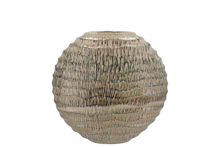 <h4>Inga Jada Green Oval Vase Active Glaze Wave 23x10x22cm Nm</h4>