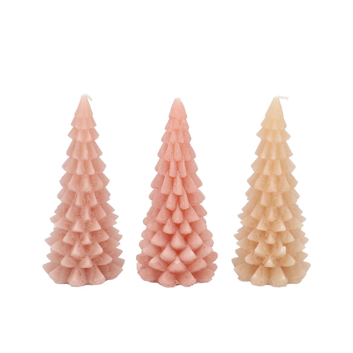 <h4>Candle Frosty X-mas Tree Warm Sand Mix 8x16cm Ass</h4>