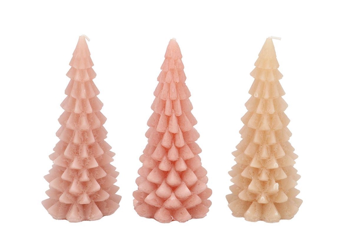 Candle Frosty X-mas Tree Warm Sand Mix 8x16cm Ass