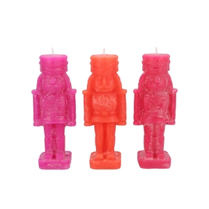 Candle Frosty Nutcracker Fuchsia Mix 7x7x20cm