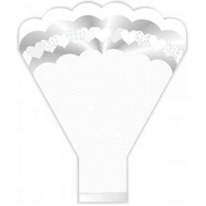 BOUQUET TACA 48 CM X 43 CM X 13 CM COM 25 UN CORACOES BRANCO