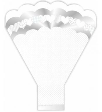 <h4>BOUQUET TACA 48 CM X 43 CM X 13 CM COM 25 UN CORACOES BRANCO</h4>