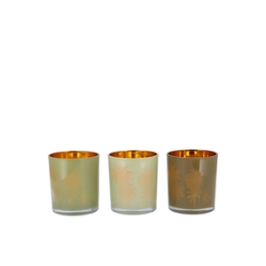 Hilly Summer Green Mix T-light Glass Ass 7x8cm