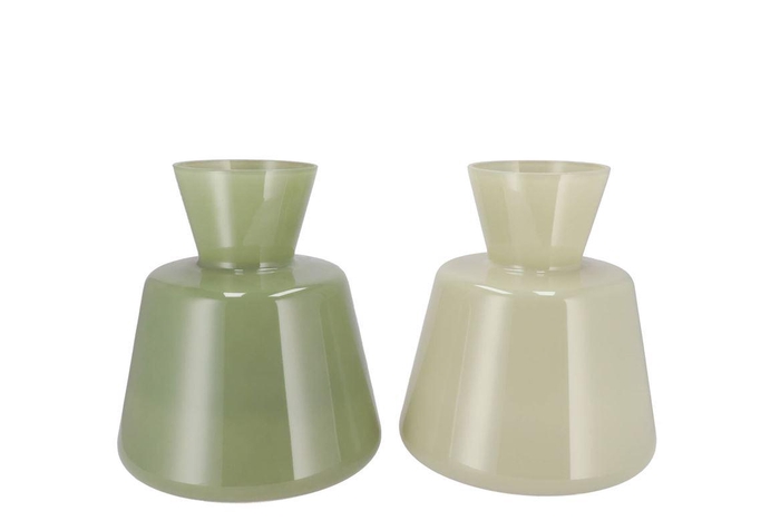 Beau Green Cone Neck Vase Ass 25x 23cm