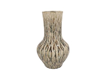 Inga Boa Green Vase Neck Active Glaze 23x23x39cm