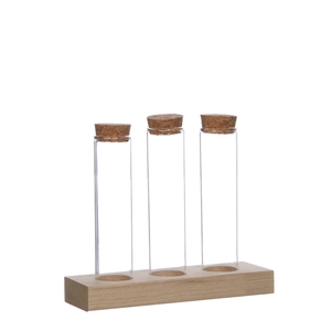 Glass Tray 3tube+cork d03*15cm