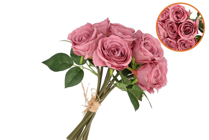 <h4>Silk Roses Bouquet 7x Dark Pink 26x20x30cm</h4>