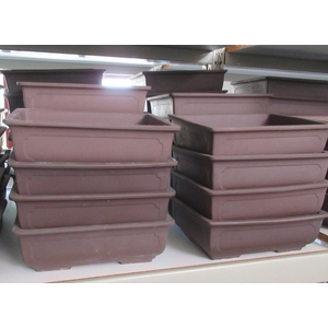 Bonsai pot rectangle, brown unglazed (24,5x19x8)