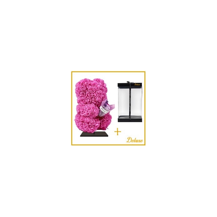 <h4>Arr6 Deco Beer 25cm - Donker Roze Boeket</h4>