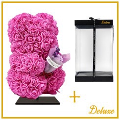 Arr6 Deco Beer 25cm - Fuchsia Met Boeket