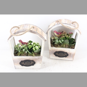 arr2 TD - Hout huis rond dak - roze/wit