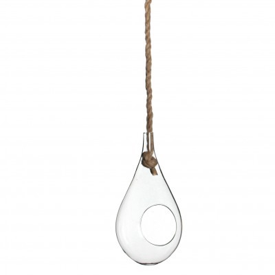 Glass hanging drop+rope d12 25cm