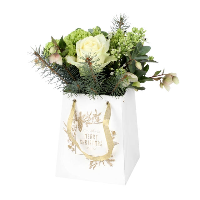<h4>Bag Merry Christmas carton 12/12x15/15xH18cm white 10/bag</h4>