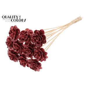 Beetal Rose 6cm on stem Wax Burgundy