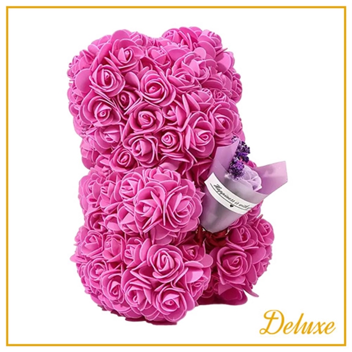 <h4>Bear Deluxe On Standard Fuchia + Bouquet</h4>