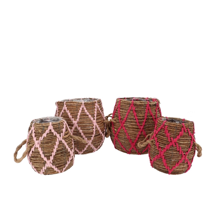 <h4>Venice Fuchsia/pink Basket Stitches Set 2 25x25x30/15x16x23</h4>