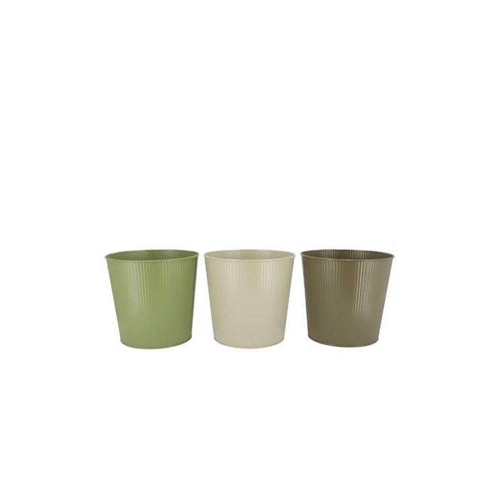 <h4>Zinc Summer Green Mix Bucket Striped Ass 25x22x17cm</h4>