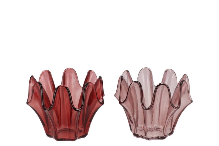 <h4>Jazz Pink T-light Blown Glass Ass 16x13cm</h4>