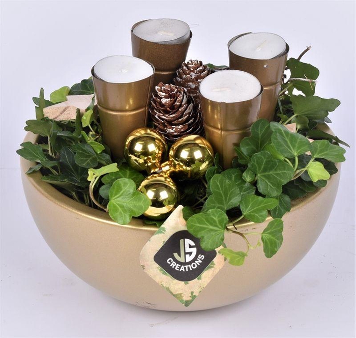 <h4>Keramiek schaal goud 22cm</h4>