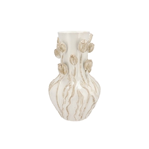 Mara White Vase Neck Tulip 28x28x45cm Nm
