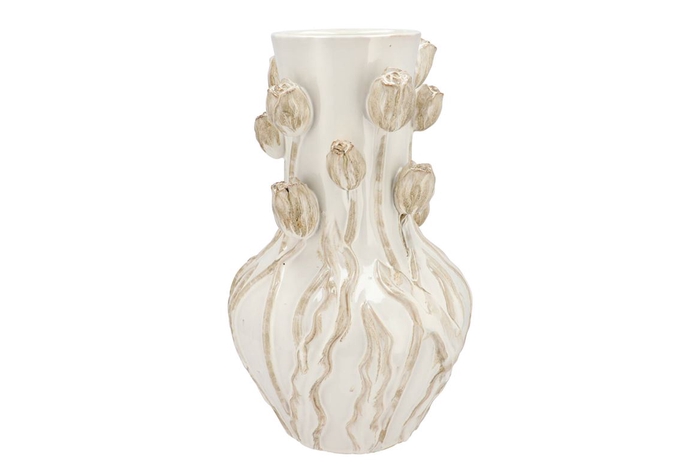 <h4>Mara White Vase Neck Tulip 28x28x45cm Nm</h4>