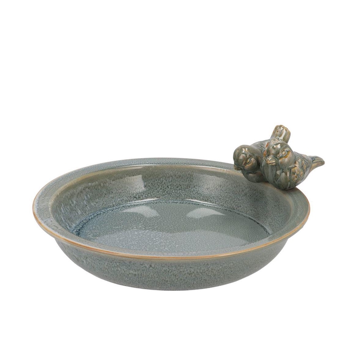 <h4>Iron Stone Bird Bowl Glazed Blue 28x5cm</h4>