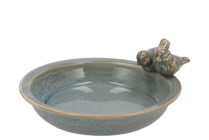 <h4>Iron Stone Bird Bowl Glazed Light Blue 28x5cm</h4>