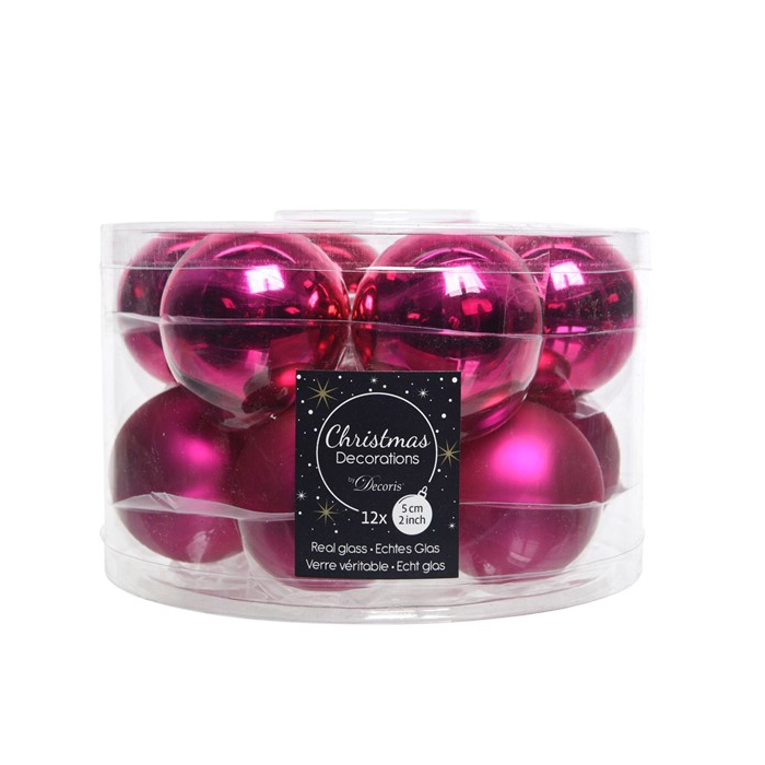 <h4>KERSTBAL GLASS 50MM 12PCS SUPER PINK</h4>